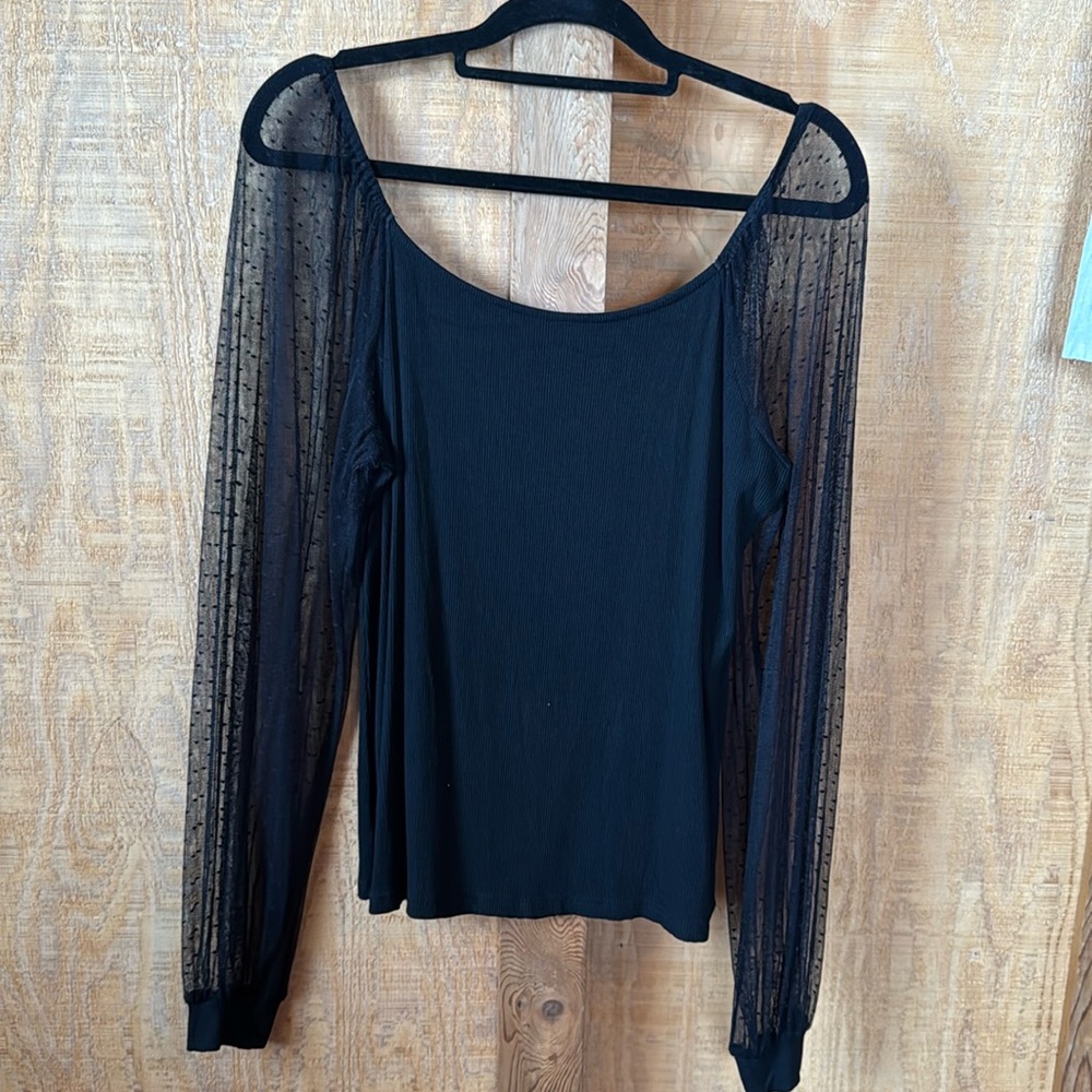 Black sheer sleeve top